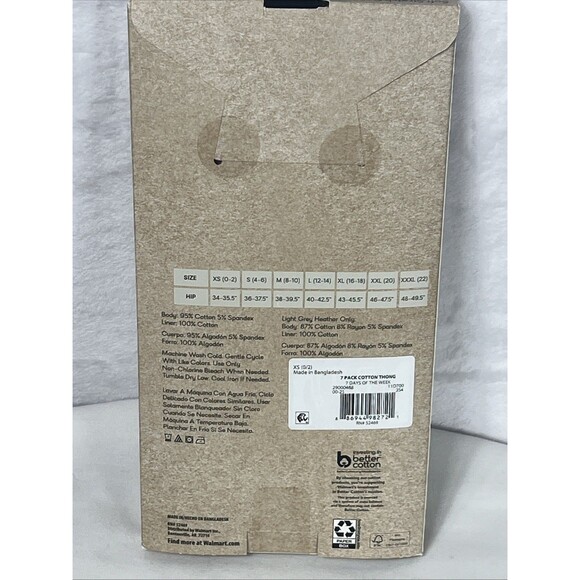 No Boundaries Mid-Rise Thong 7 Pair 7 Days of the Week Cotton Size XS 0-2 NEW - Picture 3 of 5